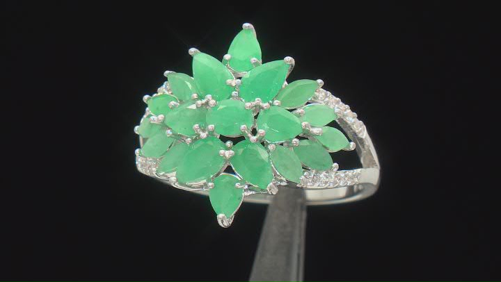 Green Sakota Emerald Rhodium Over Silver Ring 1.98ctw Video Thumbnail