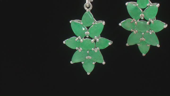 Green Sakota Emerald Rhodium Over Silver Earrings 2.57ctw Video Thumbnail