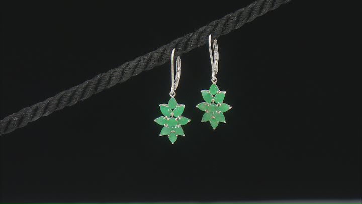 Green Sakota Emerald Rhodium Over Silver Earrings 2.57ctw Video Thumbnail