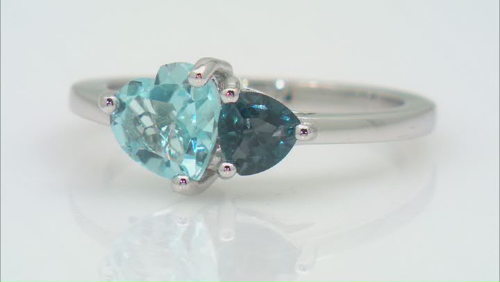 Sky Blue Topaz Rhodium Over Silver 2-Stone Ring 1.78ctw Video Thumbnail
