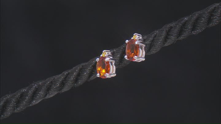 Orange Madeira Citrine Rhodium Over Silver Ring, Earrings and Pendant Chain Set 2.20ctw Video Thumbnail