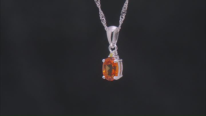 Orange Madeira Citrine Rhodium Over Silver Ring, Earrings and Pendant Chain Set 2.20ctw Video Thumbnail
