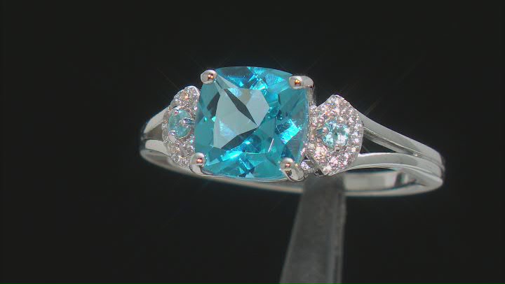 Swiss Blue Topaz Rhodium Over Sterling Silver Ring 2.51ctw Video Thumbnail