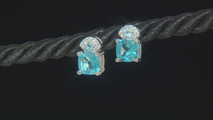 Swiss Blue Topaz Rhodium Over Sterling Silver Earrings 2.10ctw Video Thumbnail