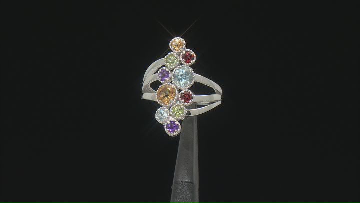 Multi-Gem Rhodium Over Sterling Silver Ring 1.90ctw Video Thumbnail