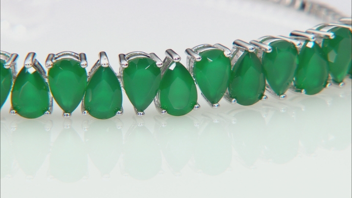Green Onyx Rhodium Over Silver Bolo Bracelet Video Thumbnail