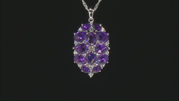 Purple Amethyst Rhodium Over Silver Pendant With Chain 9.02ctw Video Thumbnail