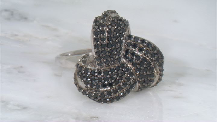 Black spinel rhodium over sterling silver ring 1.20ctw Video Thumbnail