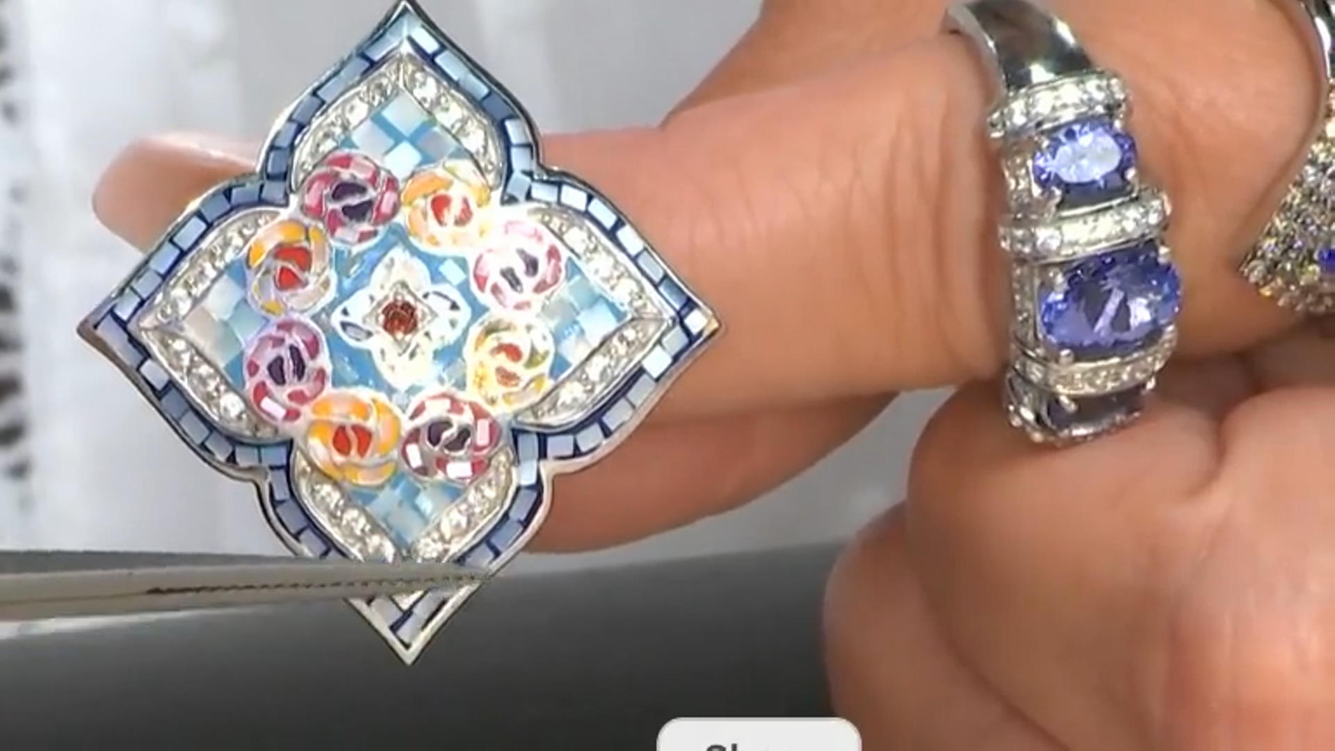 Multi-Color Mother-of-Pearl Rhodium Over Silver Ring .45ctw Video Thumbnail