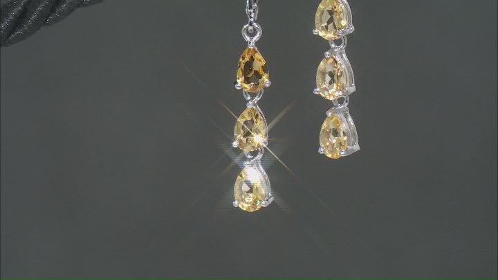 Yellow Beryl Rhodium Over Sterling Silver Dangle Earrings 1.89ctw Video Thumbnail