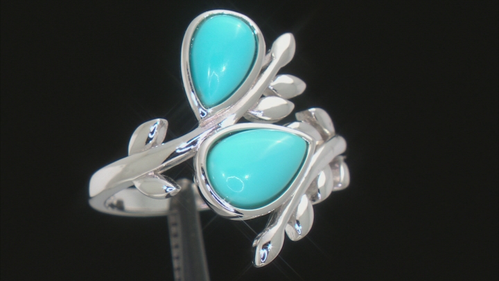 Blue Sleeping Beauty Turquoise Rhodium Over Bypass Ring Video Thumbnail