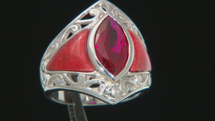 Red Lab Created Ruby Rhodium Over Sterling Silver Ring 2.89ct Video Thumbnail
