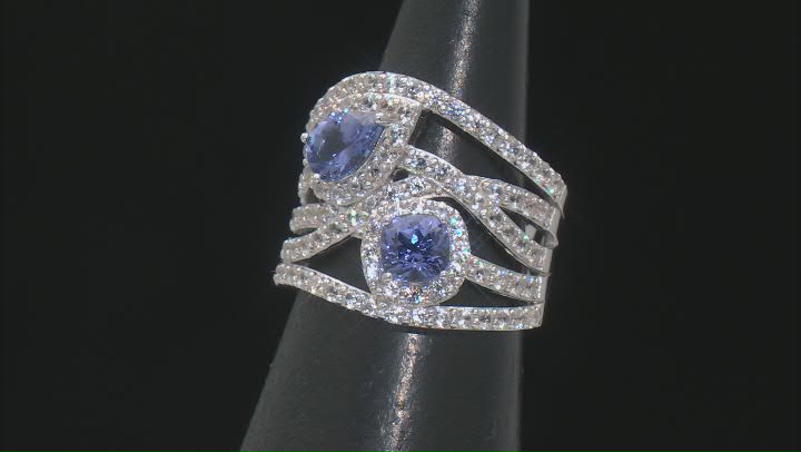 Blue Tanzanite Rhodium Over Sterling Silver Ring 2.74ctw Video Thumbnail