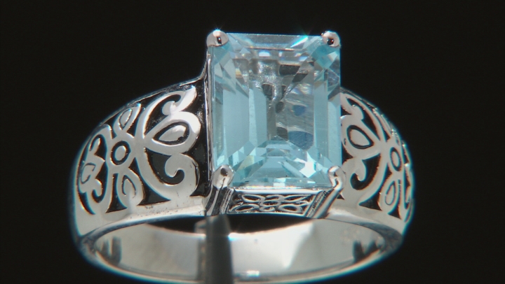 Sky Blue Glacier Topaz Rhodium Over Sterling Silver Solitaire Ring 3.00ct Video Thumbnail