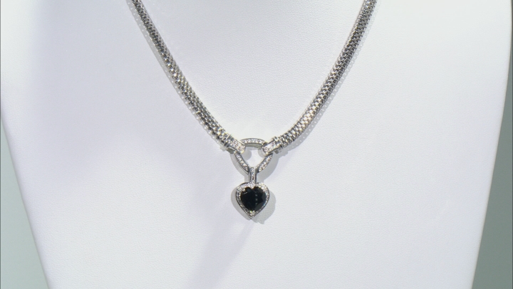 Black Spinel Rhodium Over Sterling Silver Necklace 3.79ctw Video Thumbnail