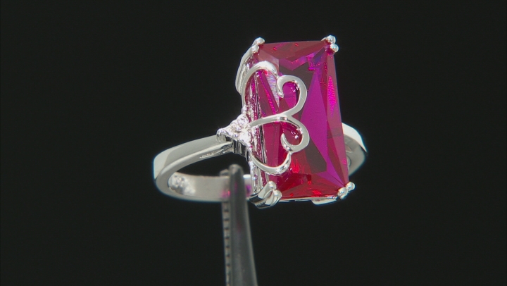Lab Created Ruby Rhodium Over Sterling Silver Ring 4.93ctw Video Thumbnail