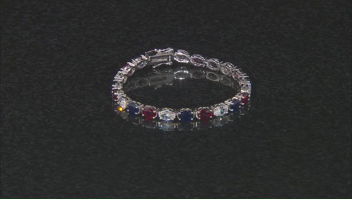 Lab Created Ruby Rhodium Over Sterling Silver Bracelet 18.51ctw Video Thumbnail