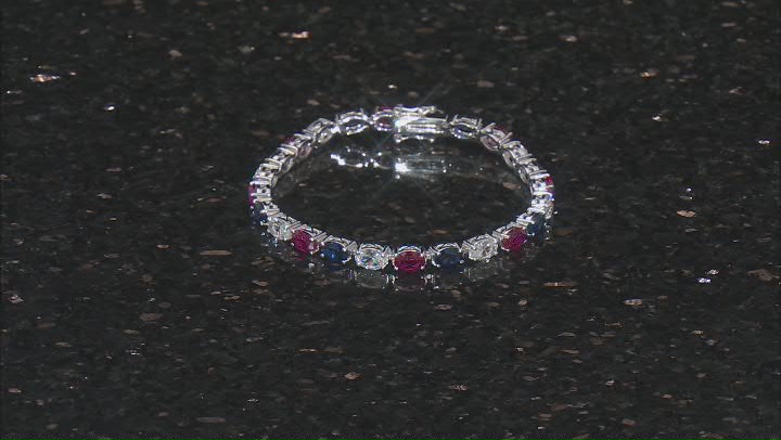 Lab Created Ruby Rhodium Over Sterling Silver Bracelet 18.51ctw Video Thumbnail