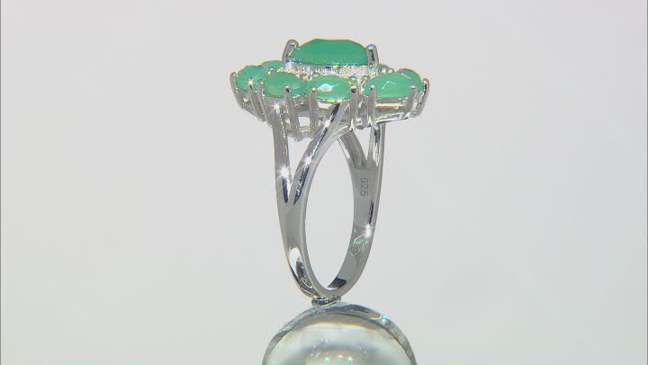 Green Onyx Rhodium Over Sterling Silver Ring 2.19ctw Video Thumbnail