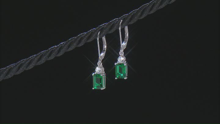 Green Lab Created Emerald Rhodium Over Silver Earrings 1.62ctw Video Thumbnail