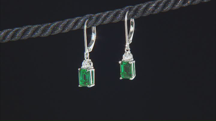 Green Lab Created Emerald Rhodium Over Silver Earrings 1.62ctw Video Thumbnail