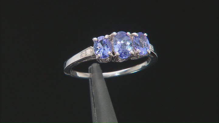 Blue Tanzanite Rhodium Over Sterling Silver Ring .96ctw Video Thumbnail