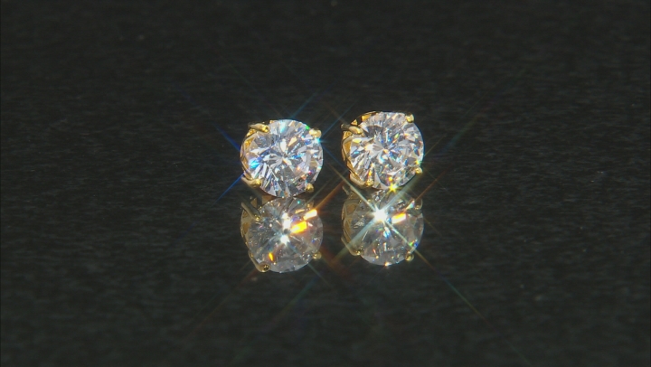 Cubic Zirconia 18K Yellow Gold Over Silver Stud Earrings 9.60ctw