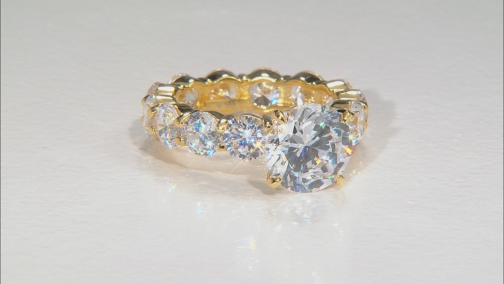White Cubic Zirconia 18k Yellow Gold Over Silver Ring With Band 27.91ctw Video Thumbnail