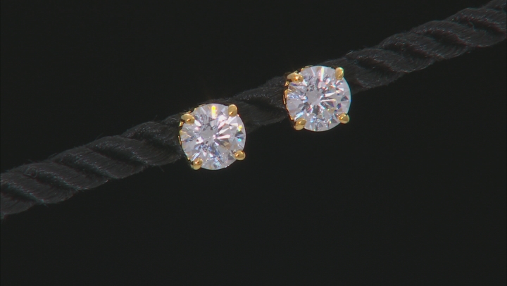 White Cubic Zirconia 18k Yellow Gold Over Silver Earrings 3.50ctw Video Thumbnail