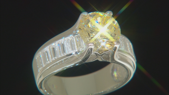 Yellow And White Cubic Zirconia  Rhodium Over Sterling Silver Ring 7.25ctw Video Thumbnail