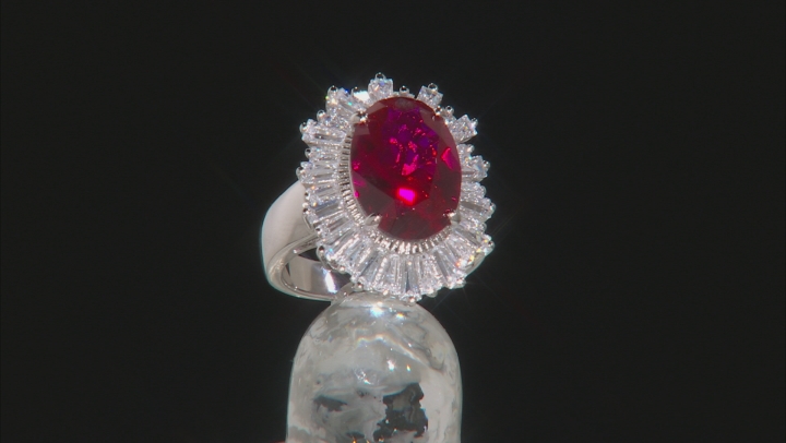 Lab Created Ruby And White Cubic Zirconia Sterling Silver Ring 8.89ctw Video Thumbnail
