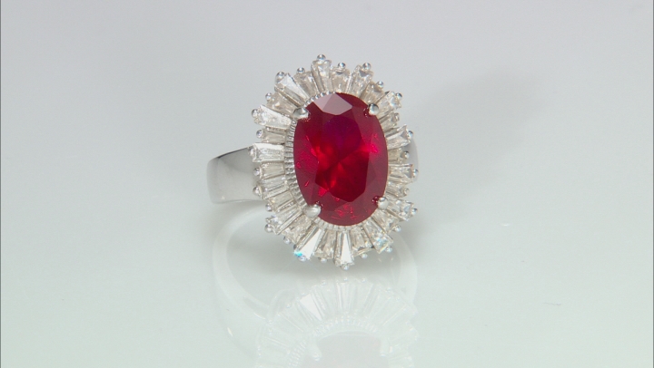 Lab Created Ruby And White Cubic Zirconia Sterling Silver Ring 8.89ctw Video Thumbnail