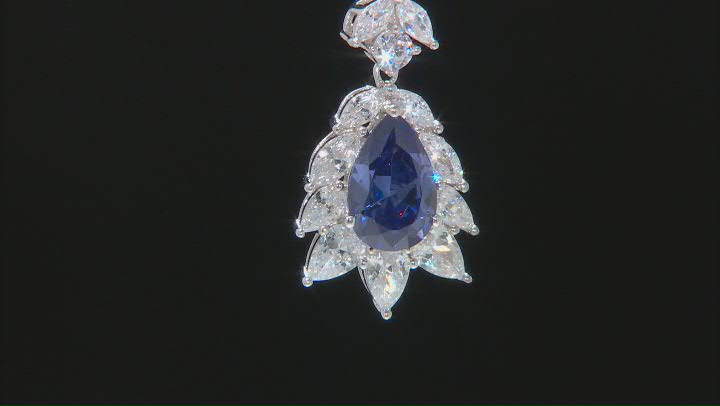 Blue And White Cubic Zirconia Rhodium Over Sterling Silver Pendant With Chain 9.06ctw Video Thumbnail