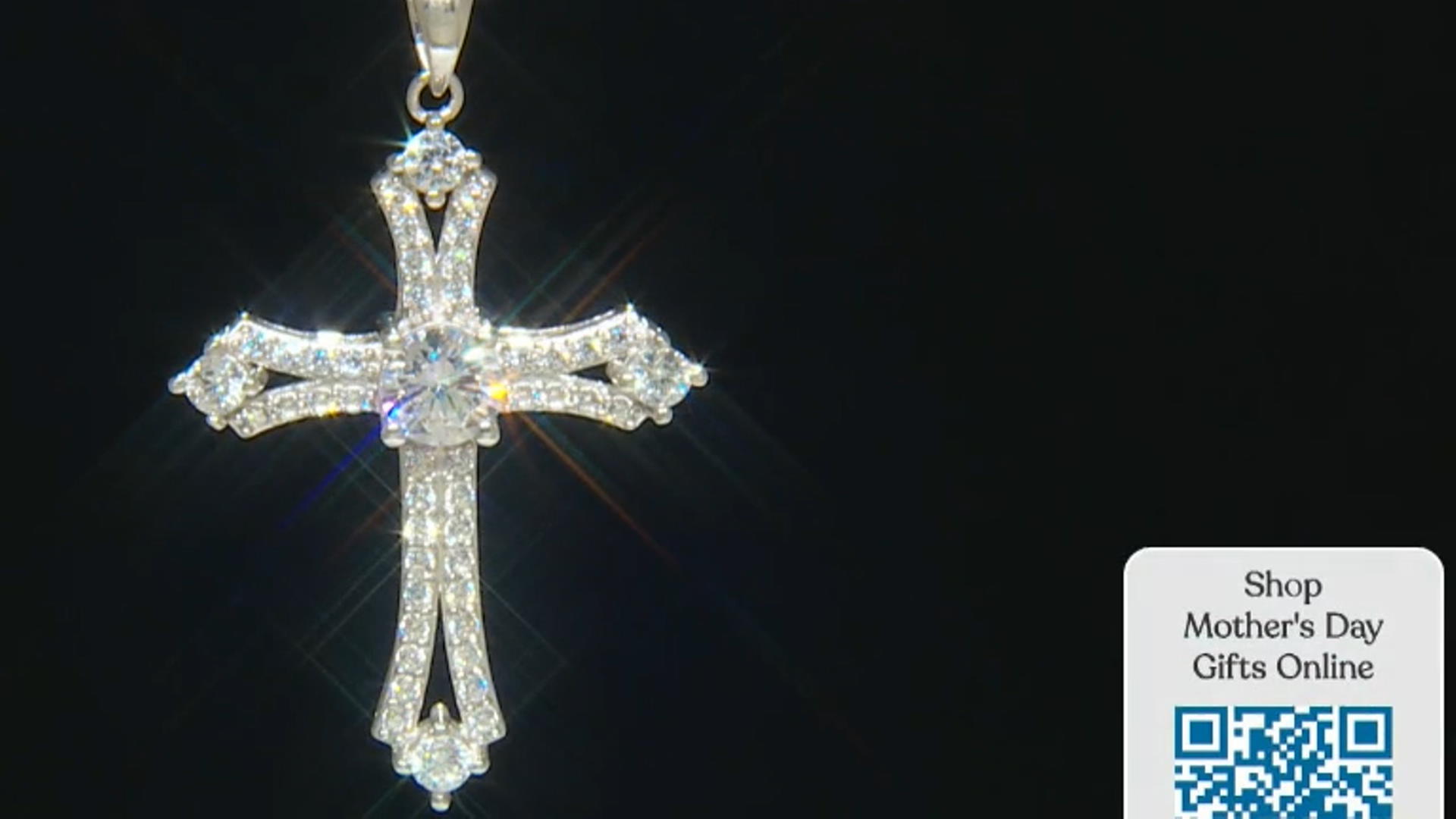 White Cubic Zirconia Rhodium Over Sterling Silver Cross Pendant With Chain 3.42ctw Video Thumbnail