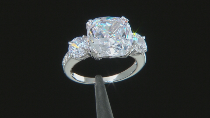 White Cubic Zirconia Scintillant Cut Rhodium Over Sterling Silver Ring 14.87ctw (8.63ctw DEW) Video Thumbnail