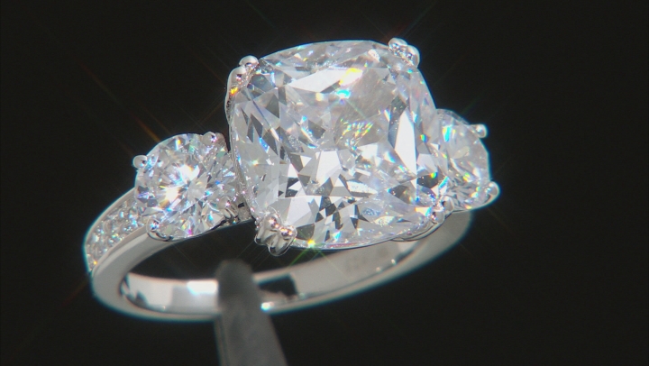 White Cubic Zirconia Scintillant Cut Rhodium Over Sterling Silver Ring 14.87ctw (8.63ctw DEW) Video Thumbnail