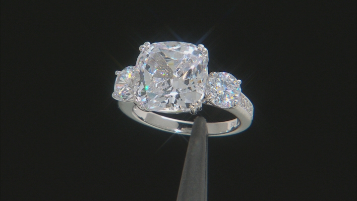 White Cubic Zirconia Scintillant Cut Rhodium Over Sterling Silver Ring 14.87ctw (8.63ctw DEW) Video Thumbnail