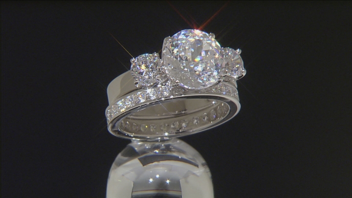 White Cubic Zirconia Scintillant Cut Rhodium Over Sterling Silver Ring 9.70ctw Video Thumbnail