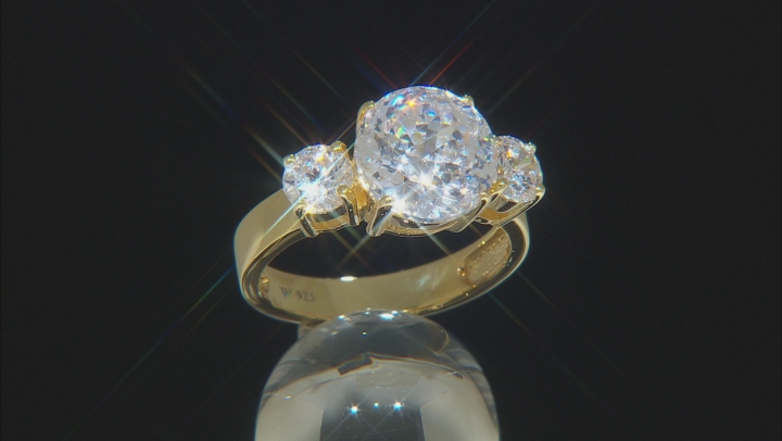 White Cubic Zirconia Scintillant Cut 18k Yellow Gold Over Sterling Silver Ring 9.70ctw Video Thumbnail