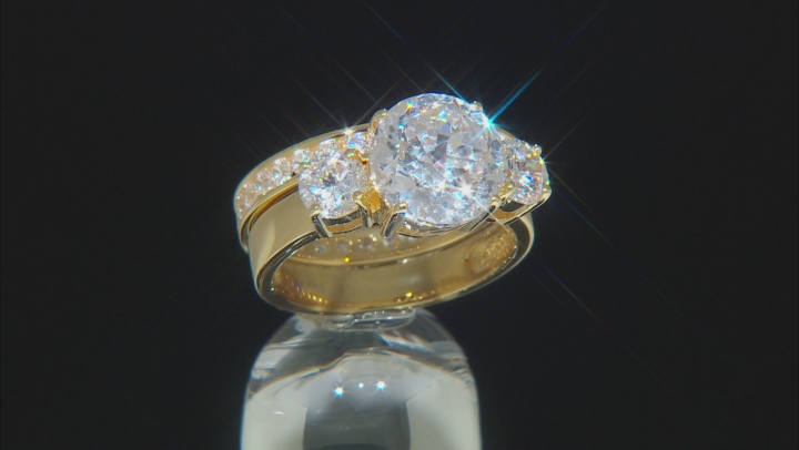 White Cubic Zirconia Scintillant Cut 18k Yellow Gold Over Sterling Silver Ring 9.70ctw Video Thumbnail