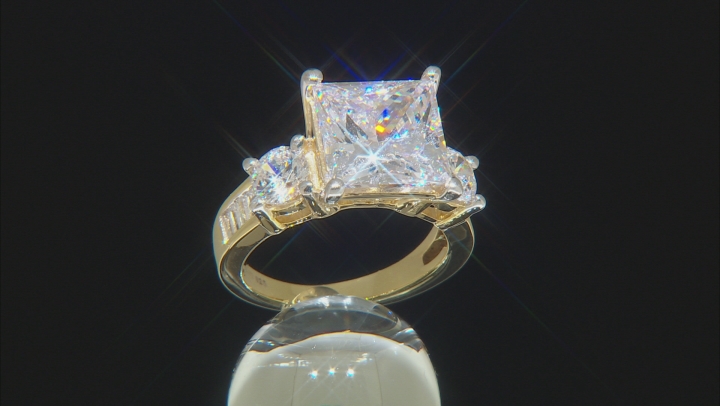 White Cubic Zirconia 18k Yellow Gold Over Silver Ring With Band 14.72ctw Video Thumbnail