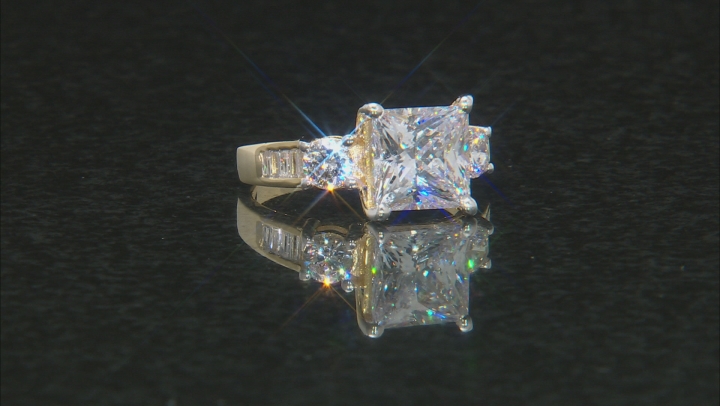 White Cubic Zirconia 18k Yellow Gold Over Silver Ring With Band 14.72ctw Video Thumbnail