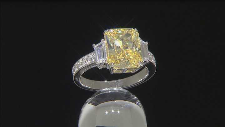 Yellow & White Cubic Zirconia Rhodium Over Silver Ring With Bands 10.54ctw Video Thumbnail