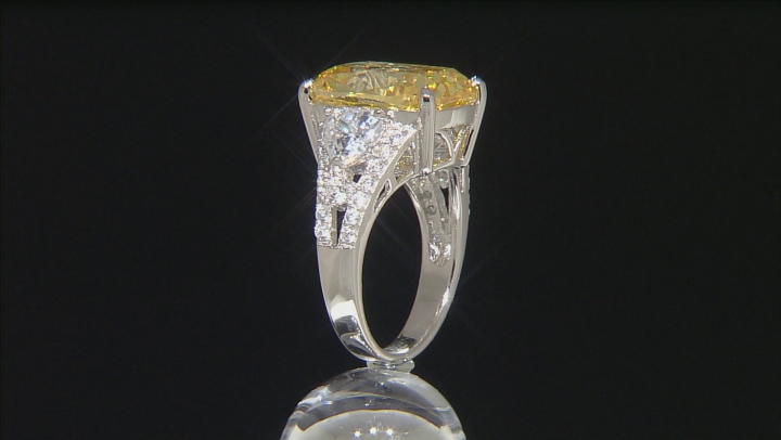 Yellow & White Cubic Zirconia Scintillant Cut® Rhodium Over Sterling Silver Ring 19.31ctw Video Thumbnail
