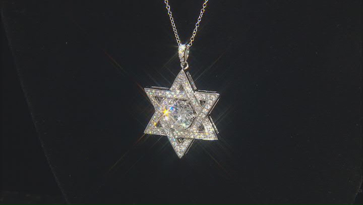 White Cubic Zirconia Rhodium Over Sterling Silver Star Of David Pendant With Chain Video Thumbnail