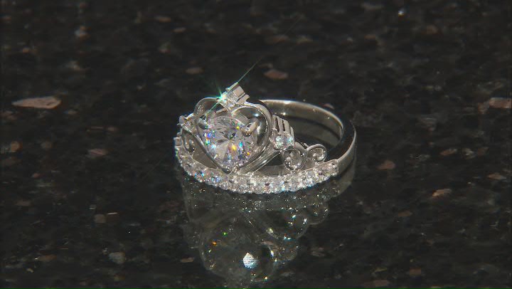 White Cubic Zirconia Rhodium Over Sterling Silver Ring 2.29ctw Video Thumbnail