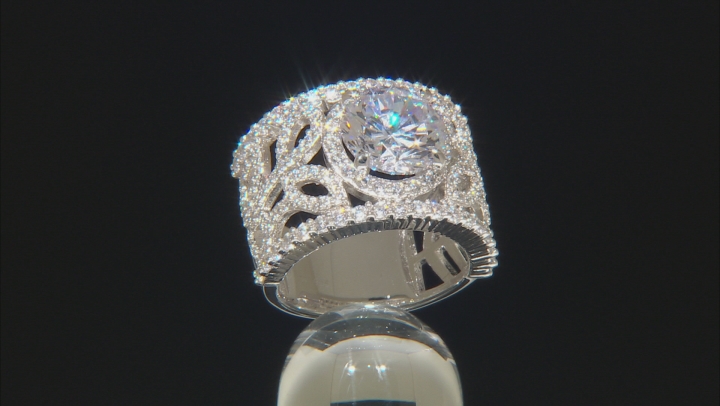 White Cubic Zirconia Rhodium Over Sterling Silver Ring 10.20ctw Video Thumbnail