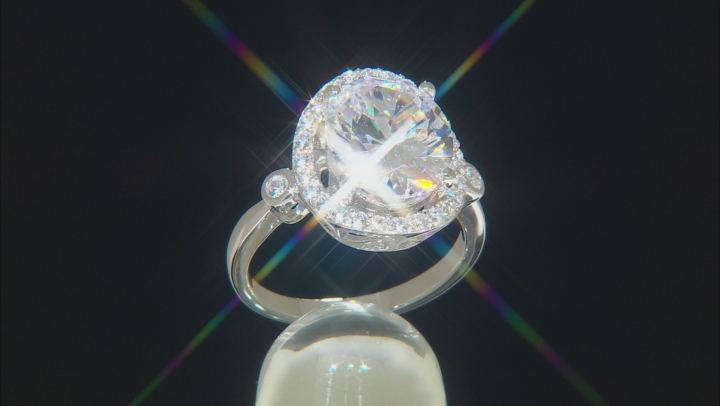 White Cubic Zirconia Rhodium Over Sterling Silver Ring 5.15ctw Video Thumbnail