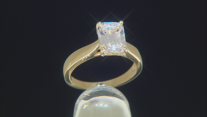 White Cubic Zirconia 18k Yellow Gold Over Sterling Silver Ring 4.00ctw Video Thumbnail