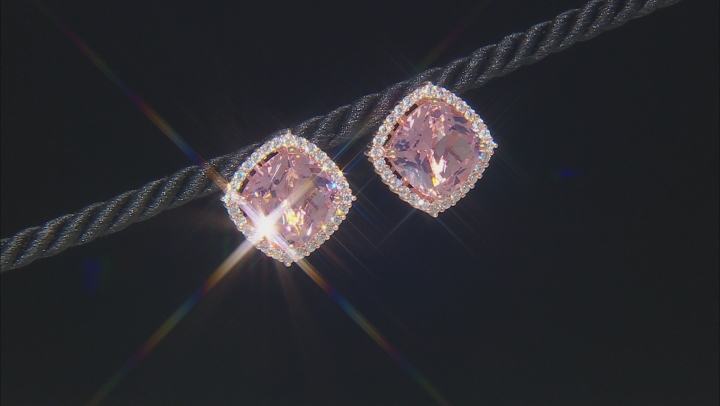 Pink And White Cubic Zirconia 18k Rose Gold Over Sterling Silver Earrings 17.79ctw Video Thumbnail